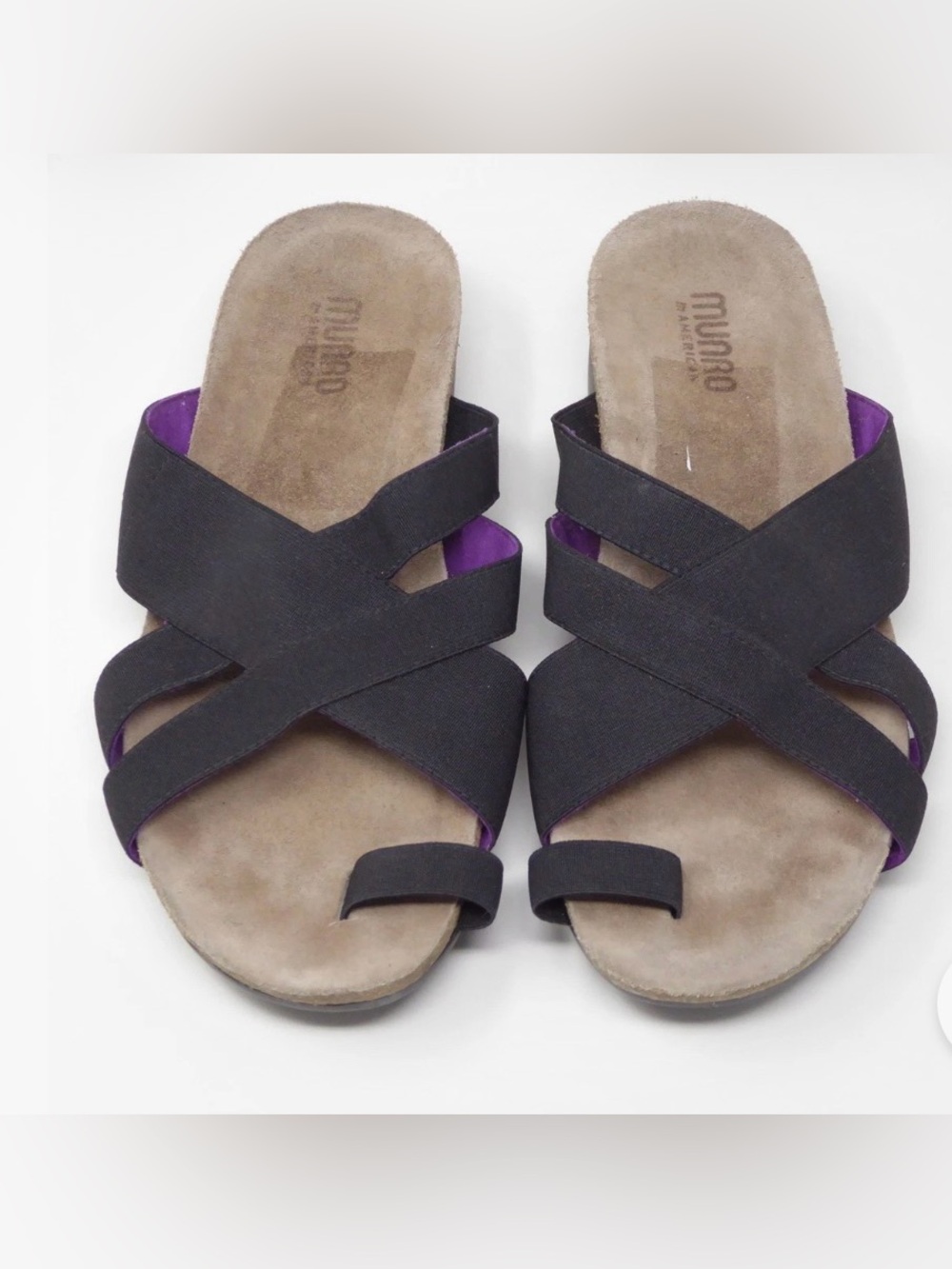 Munro Delphi Sandals Black Crisscross Slide Sz 8.5 summer vacation comfy
